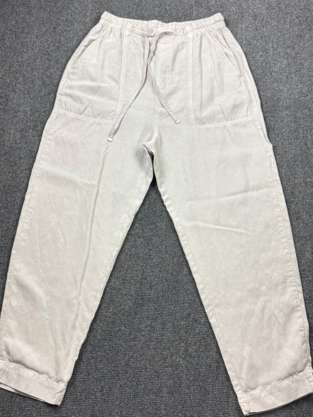 ZARA WOMEN'S DRAWSTRING ANKLE PANTS SOLID LIGHT BLUE GREY SMALL